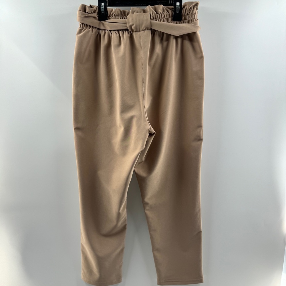 Grace Karin Women’s Beige Paperbag Waist Work Pants Tie Waist Size Large - Picture 7 of 8